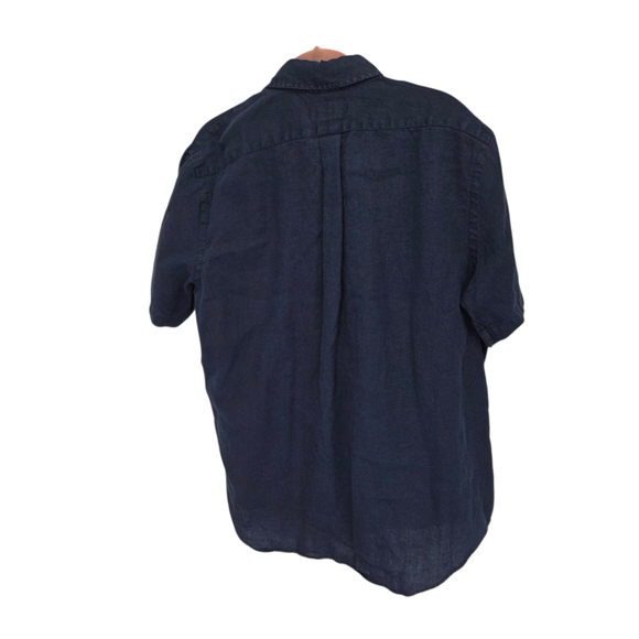Polo Ralph Lauren Men's Short Sleeve Linen Shirt Newport Navy Blue Size Large - Picture 3 of 6